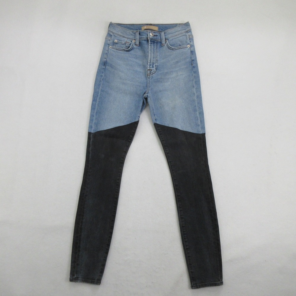 7 For All Mankind Women Jeans 26 High Waist Skinny Luxe Vintage Blue Black